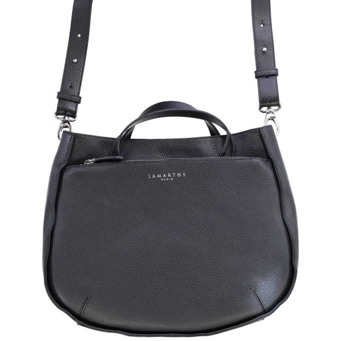LAMARTHE FIDELE IF103 Sac Main Noir En Cuir Femme
