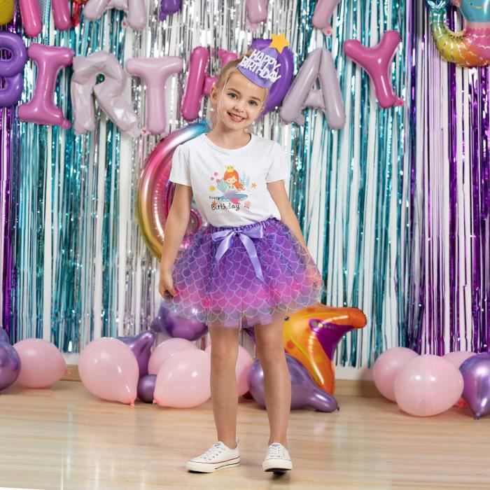 Jupes tutu arc en ciel pour filles d anniversaire en tulle superposee Violet Violet Cdiscount Pret a Porter