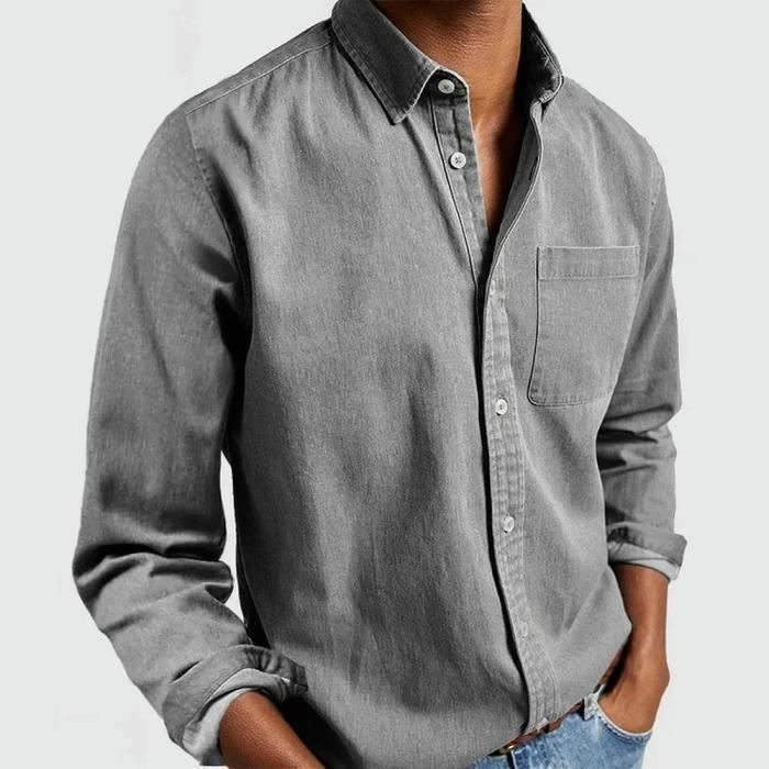 Chemise Homme Manches Longues Regular Fit Avec Poche Casual