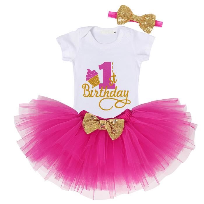 Tenue Pour Bébé Fille De 6 Mois, Ensemble Tutu Rose Et Or, Cadeau