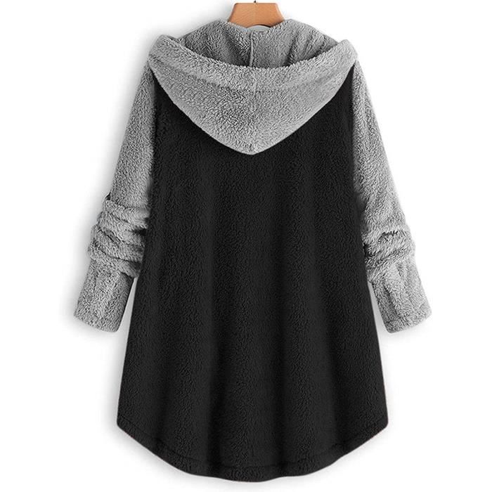 Manteau peluche femme noir clearance