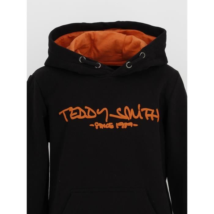 Sweat capuche hooded Siclass nr org cap sw jr Teddy smith Noir Cdiscount Pret a Porter