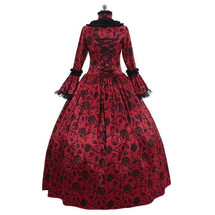 Robe Medievale Femme Manches Longues Vintage Victorien Halloween Renaissance Costume Robe Avec Manches Cloche Rouge Rouge Cdiscount Pret a Porter