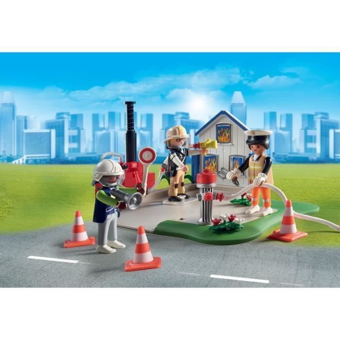 PLAYMOBIL 71468 My Figures – Métiers à Risque (Pompiers) – 4 Personnages + 66 Accessoires – Personnalisables – Dès 5 Ans