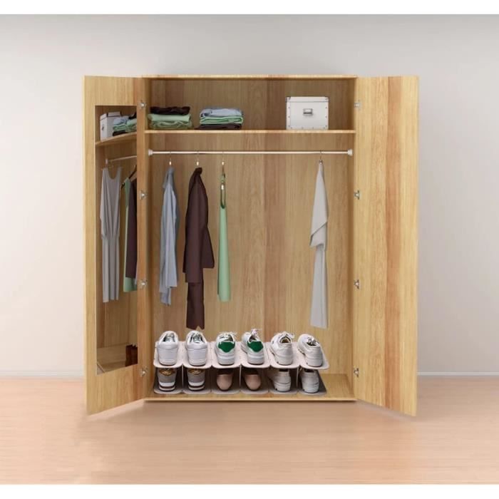 Organisateur De Chaussures 16 Paires - 44x44x29 Cm, Gris - Compartiments Réglables, Couvercle Transparent - 12