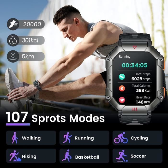 Montre Connect e Homme Avec Appel Bluetooth 2.2