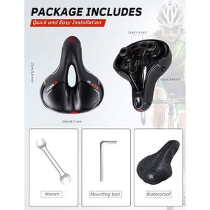 Selle De Vélo WEST BIKING Cuir Creux – Noir/Blanc – Pour VTT, Course, Gravel – 250x150mm