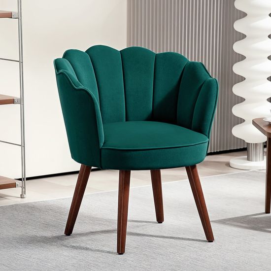 Fauteuil en bois et velours fines côtes beige - Lanna
