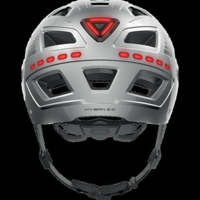 ABUS Hyban 2.0 LED Casque Vélo – Lumière Avant/Arrière Rechargeable, Coque ABS, Tailles M/L/XL, Filet Anti-Insectes