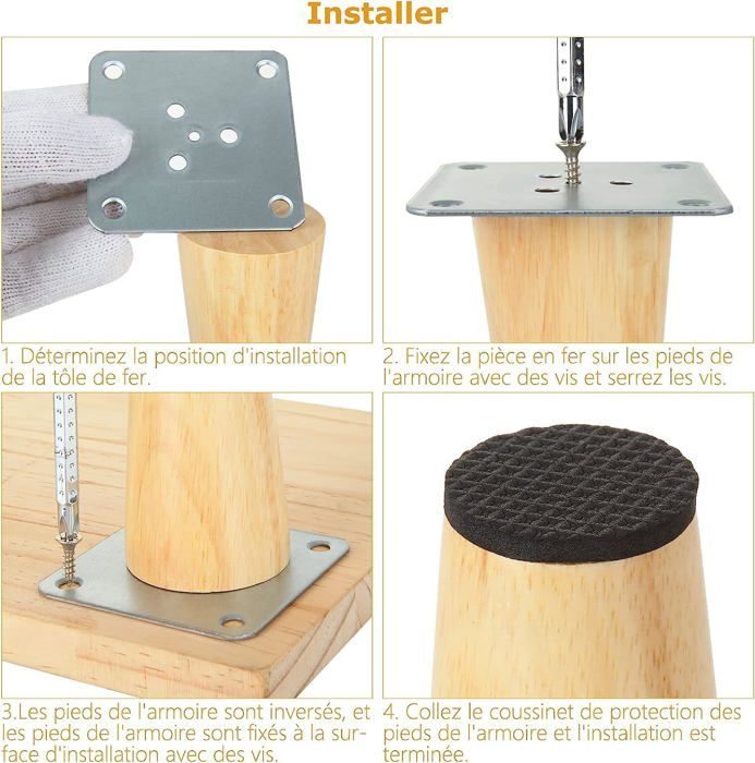 Lot De 4 Pieds De Rechange Pour Mini Trampoline – Tubes Acier Inox, Embouts Caoutchouc, Universels