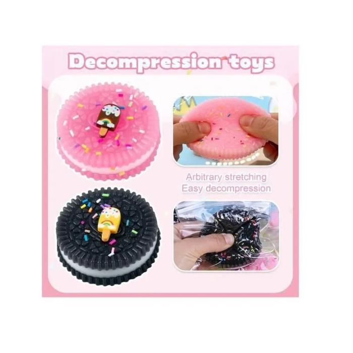 AWAVM 3 Oreo Squishy – Jouet Anti-stress, Kawaii, Mochi, Yoyo, Pour Enfants Et Adultes, Noir/bleu/rose