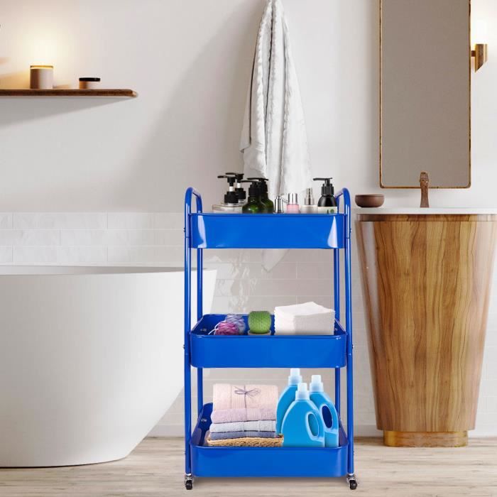 Chariot de rangement à 3 niveaux Rose 42 x 41,5 x 77 cm Acier Chariot de rangement à 3 niveaux Rose 42 x 41,5 x 77 cm Acier