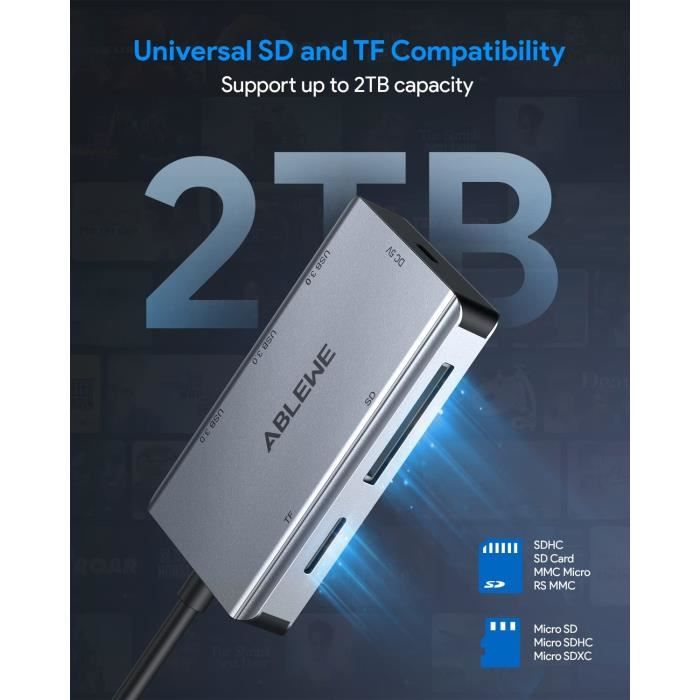 Lecteur de carte SD, adaptateur USB 3.0 avec lecteurs de cartes SD-TF et 3 ports  USB 3.0 compatible avec Windows, Mac, Linux A356 - Cdiscount Informatique