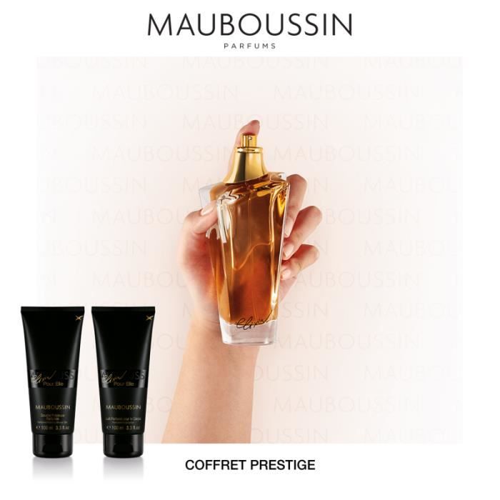 Mauboussin Coffret Prestige 2022 Elixir Pour Elle Eau de Parfum 100ml Gel Douche 100ml Lait Corps 100ml Trousse de toilette Cdiscount Au quotidien