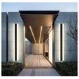 Longue LED Villa Porche Extérieur Étanche Lumière Chaude Applique Murale Longue Barre Lumineuse Noire Aluminium-90CM-3