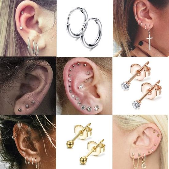 Haft Lune Boucles D/'Oreilles Set 30 Paire Argent Sterling Rond Acier dos 10 ensembles Star