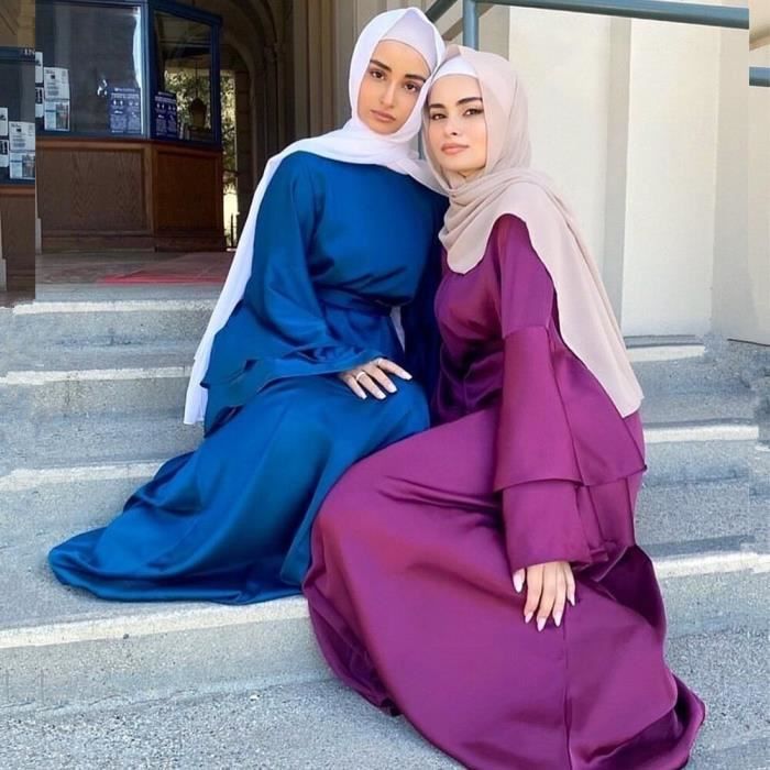 Ramadan Eid Satin Hijab robe duba Abaya turquie t Flare manches