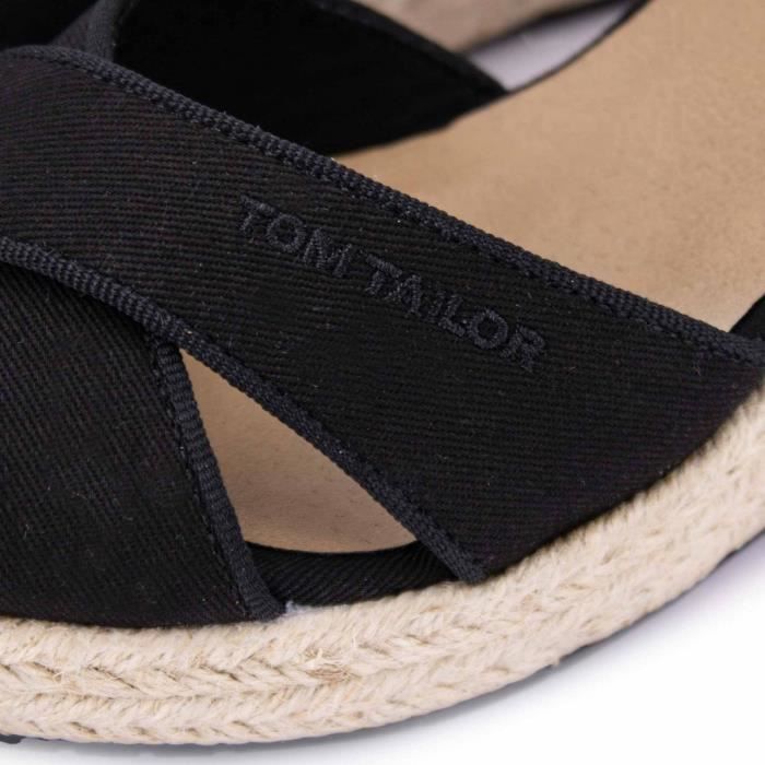 Sandale compens e TOM TAILOR noir Talon 6cm Femme Noir