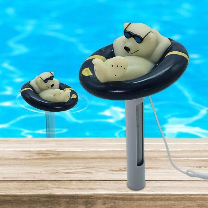 Acheter Thermomètre de piscine flottant en forme d'ours polaire, thermomètre  de température de l'eau avec ficelle pour