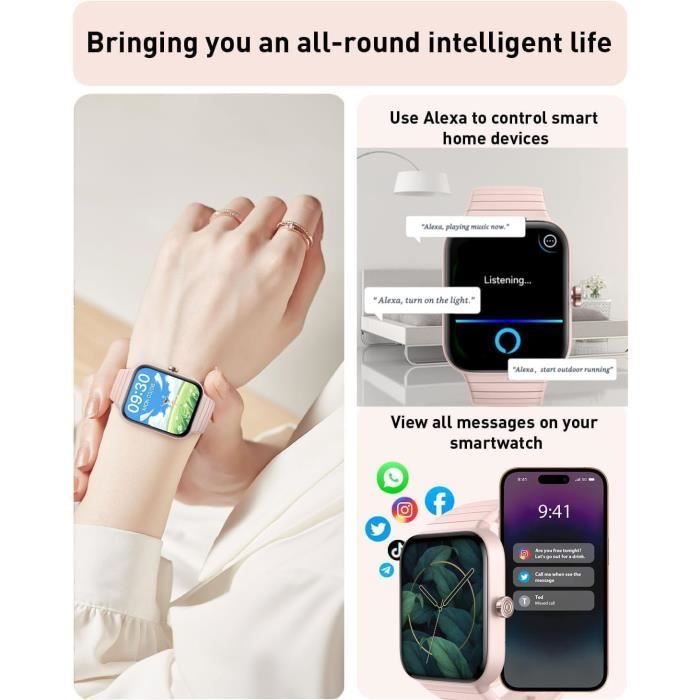 Montre Connectée Femme Avec Appel Bluetooth, Alexa Intégrée 1.8