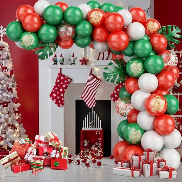 Kit d'arche de ballons de Noël - 83 pièces - Vert et rouge