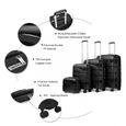 Kono Set de 4 Valises de Voyage (55/66/76cm) Rigide Valise Cabine à roulettes et Serrure TSA & Portable Vanity Case, Noir-4
