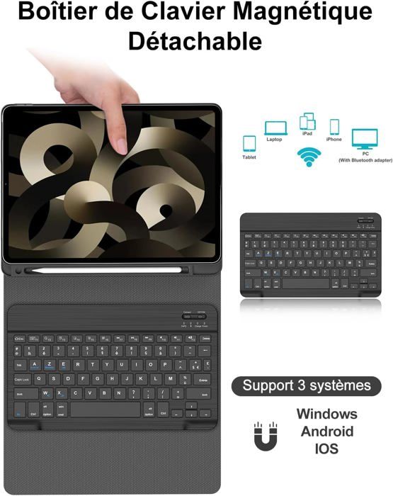 BQSS Étui Avec Clavier Pour IPad Air 13" (M2) 2024 Avec Clavier Pour