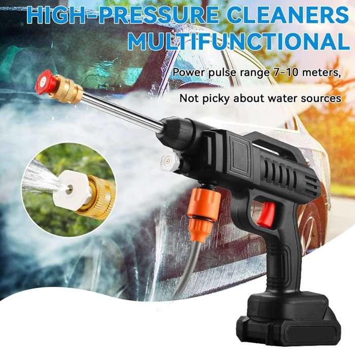 Nettoyeur Haute Pression Sans Fil 21V - 50Bar, Autonomie 20-60 Min, Tuyau 5m | Pour Voiture, Jardin, Maison (2 Batteries 4000mAh)