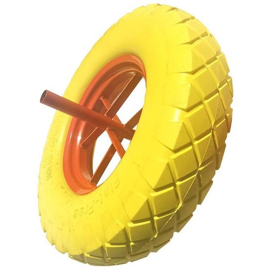 Roue De Brouette Increvable 26 Cm - Capacité 80 Kg - Caoutchouc Jaune/gris - Neuf Relaxdays