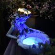 Statue Solaire Jardin Ange Résine Decoration Extérieur - FDIT - Blanc - 29*17*12CM - Lumière LED solaire-0