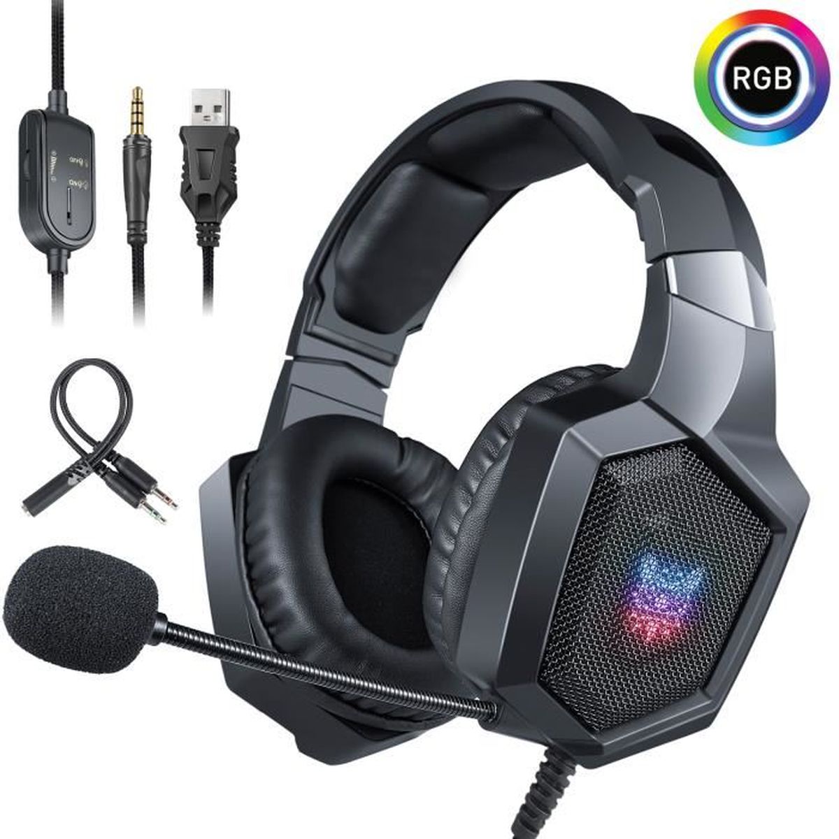 Onikuma Casque Ps4 Gaming Avec Led Lampe Luminosite Compatible