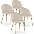 INTENSE DECO Lot de 4 chaises Cecilia Velours Beige pieds or