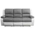 Canapé de Relaxation électrique 3 places Microfibre et Simili LEO - Blanc et gris - L193 x 93 x 96cm - LOUNGITUDE