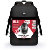 PORT DESIGNS Sac à dos pour PC Portable + Souris Sans Fil USB A & Type C - 15,6" - Noir