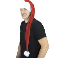Bonnet de Noël en velours extra long - Rouge et blanc - Mixte - Adulte - 140 cm de longueur