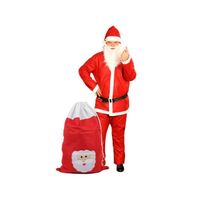 Costume Père Noël + Sac de Cadeau - KV-73b - Rouge et Blanc - Taille Unique pour Adulte