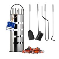 Accessoires Feu Fer Forgé Set Serviteur Cheminée 5 Pièces Relaxdays - Tisonnier, Pelle, Balai, Pince En Fer Argenté Lot De Poele Accessoires Feu Fer Forgé Set Serviteur Cheminée 5 Pièces Relaxdays - Tisonnier, Pelle, Balai, Pince En Fer Argenté Lot De Poele