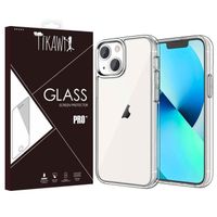 Tikawi Coque Iphone 13 Mini (5.4") Transparente + Film de protection en verre trempé HD, Gel Souple Haute Protection, Fine