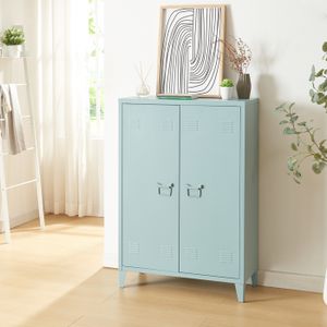Armoire 2 portes en bois brut et métal
