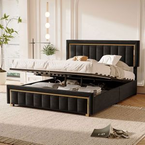 Lit Adulte Design Dalinda 160x200cm Noir | Leroy Merlin