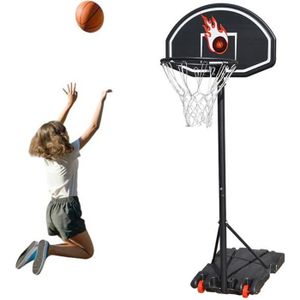 PANIER DE BASKET-BALL YOU. Panier de Basketball sur pied - Panier Mobile Extérieur - Hauteur Réglable 148-246 cm - Noir