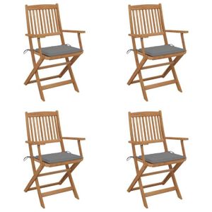 Ensemble table et chaise de jardin HOT Ventes Chaises pliables de jardin 4 pcs avec coussins Bois d'acacia Meilleur choix®PVKUFB®