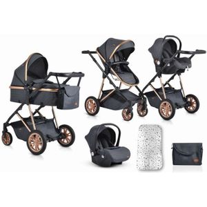 POUSSETTE  MIDAS combinée 3en1- Poussette avec siège auto et nacelle - Groupe 0m+ - De 0 à 15Kg - Noir