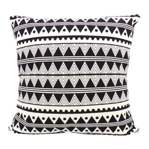 Coussin déco 100% coton imprimé DJERBA 45x45cm - Noir