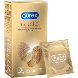 PRÉSERVATIF Durex Nude Sensation Peau contre Peau 8 préservatifs ultra fins