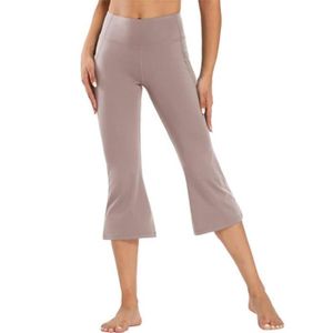 PANTALON DE SUDATION Pantalon capris à jambe large pour femmes - Beige - Sport Fitness Yoga