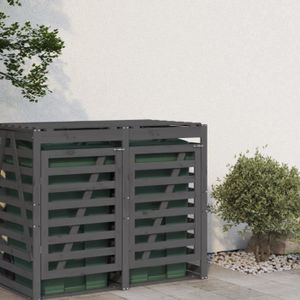 CACHE CONTENEUR Extension d'abri de poubelle sur roulettes en bois massif pin - SALUTUYA - Gris - 78x91,5x128,5cm