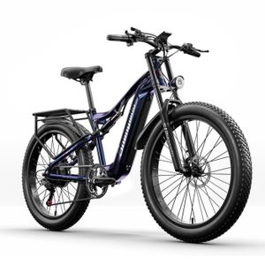 VÉLO ASSISTANCE ÉLEC Shengmilo MX03 - Vélo électrique 1000w Bafang - 26'' Adulte 7 vitesses - Fat bike électrique - 48V17.5AH Samsung batterie - bleu