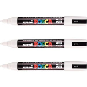 MARQUEUR POSCA Mitsubishi Pencil - 3 Marqueurs Blancs PC5M - Pointe Conique Pointe Moyenne - Marqueur Peinture à Base d'Eau - Tout Suppor110
