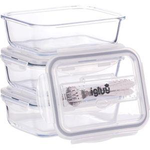 Igluu Meal Prep - [Lot de 3] Boîtes alimentaires à 2 compartiments en verre  pour préparation des repas - Réutilisables, sans BPA244 - Cdiscount Maison